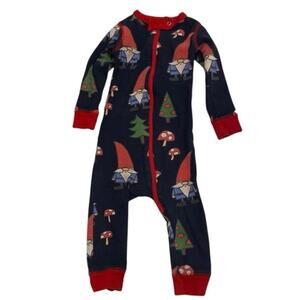 Baby Lazy One Navy Christmas Gnome Zippy Pajamas Size 6 months